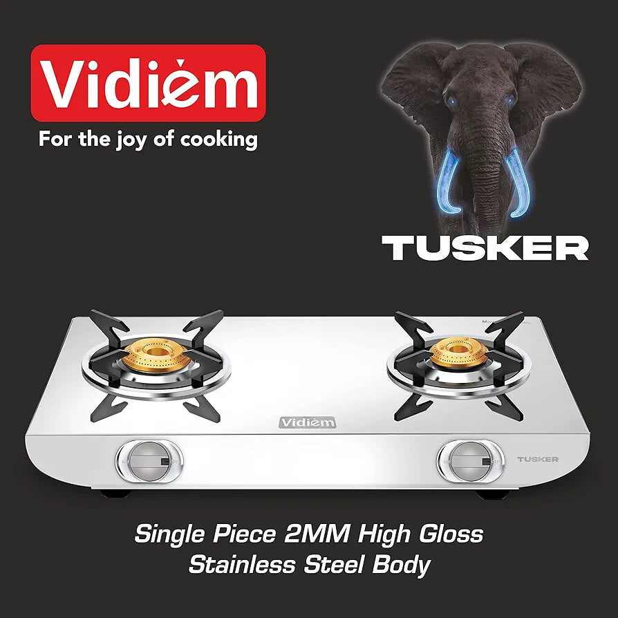 VIDIEM SS GAS STOVE 2BURNER -TUSKER VIDIEM SS GAS STOVE 2BURNER -TUSKER